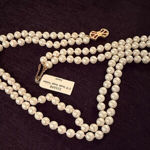Mikimoto BL Classic white Authentic Pearl Multi-Strand Necklace and earring set.